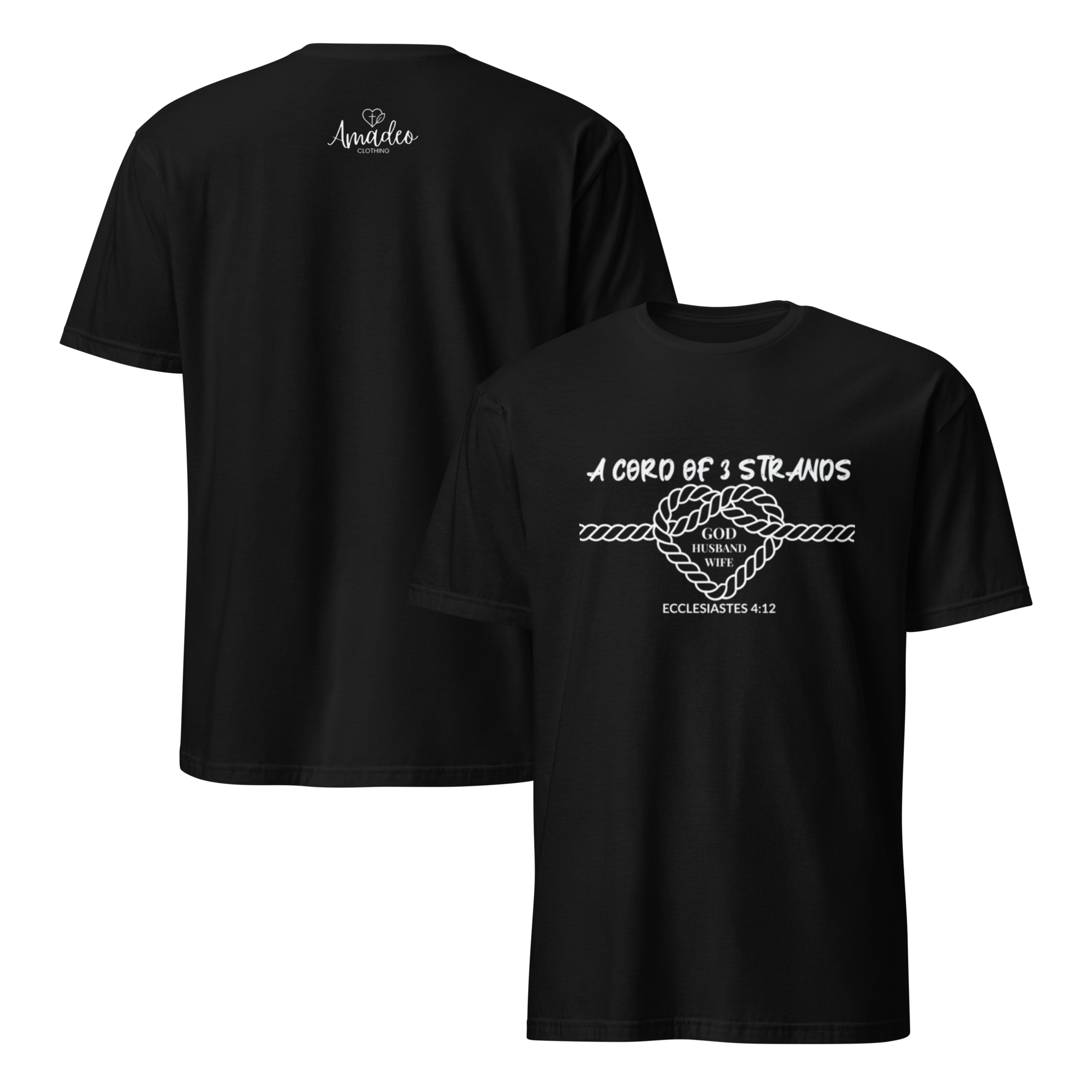 A Cord of Three Strands – God, Husband, Wife | Ecclesiastes 4:12 Minimalist Christian Shirt | Premium Unisex Tee by Amadeo Clothing