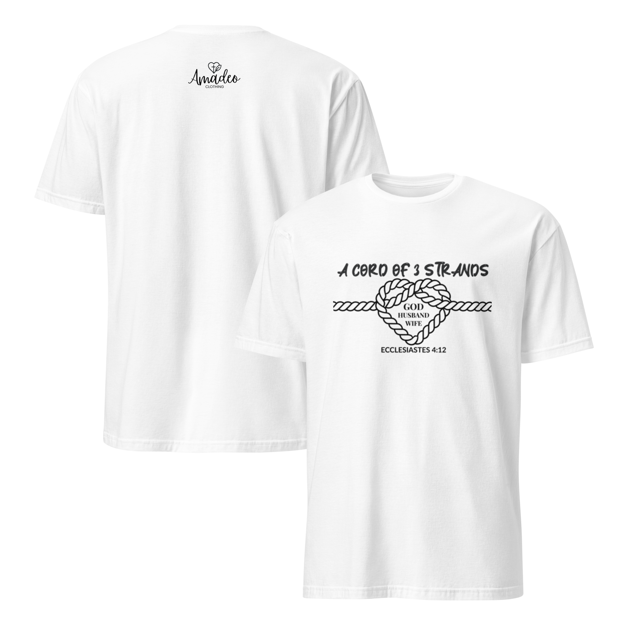 A Cord of Three Strands – God, Husband, Wife | Ecclesiastes 4:12 Minimalist Christian Shirt | Premium Unisex Tee by Amadeo Clothing