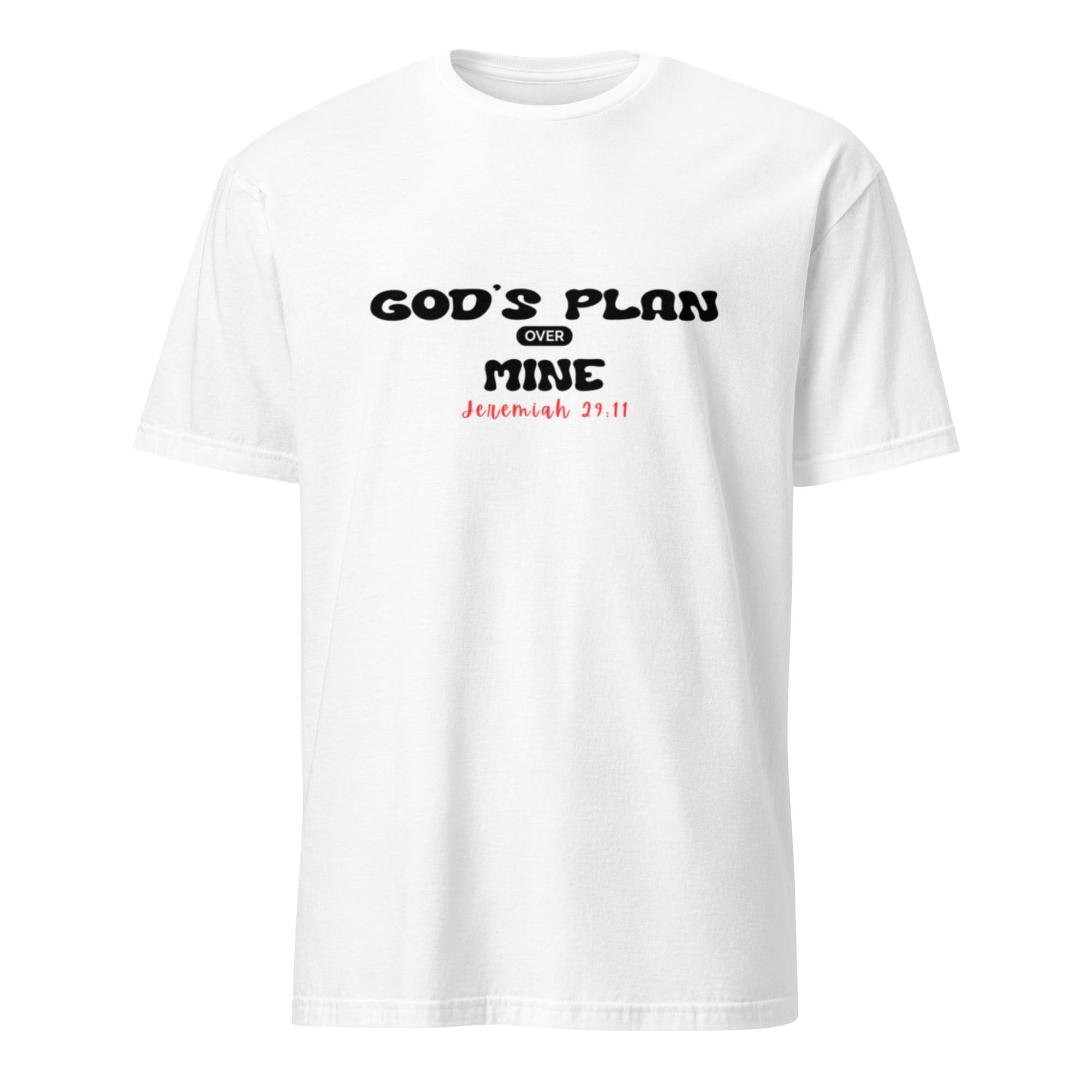 God’s Plan Over Mine Jeremiah 29:11 Minimalist Christian Shirt | Premium Unisex Tee by Amadeo Clothing