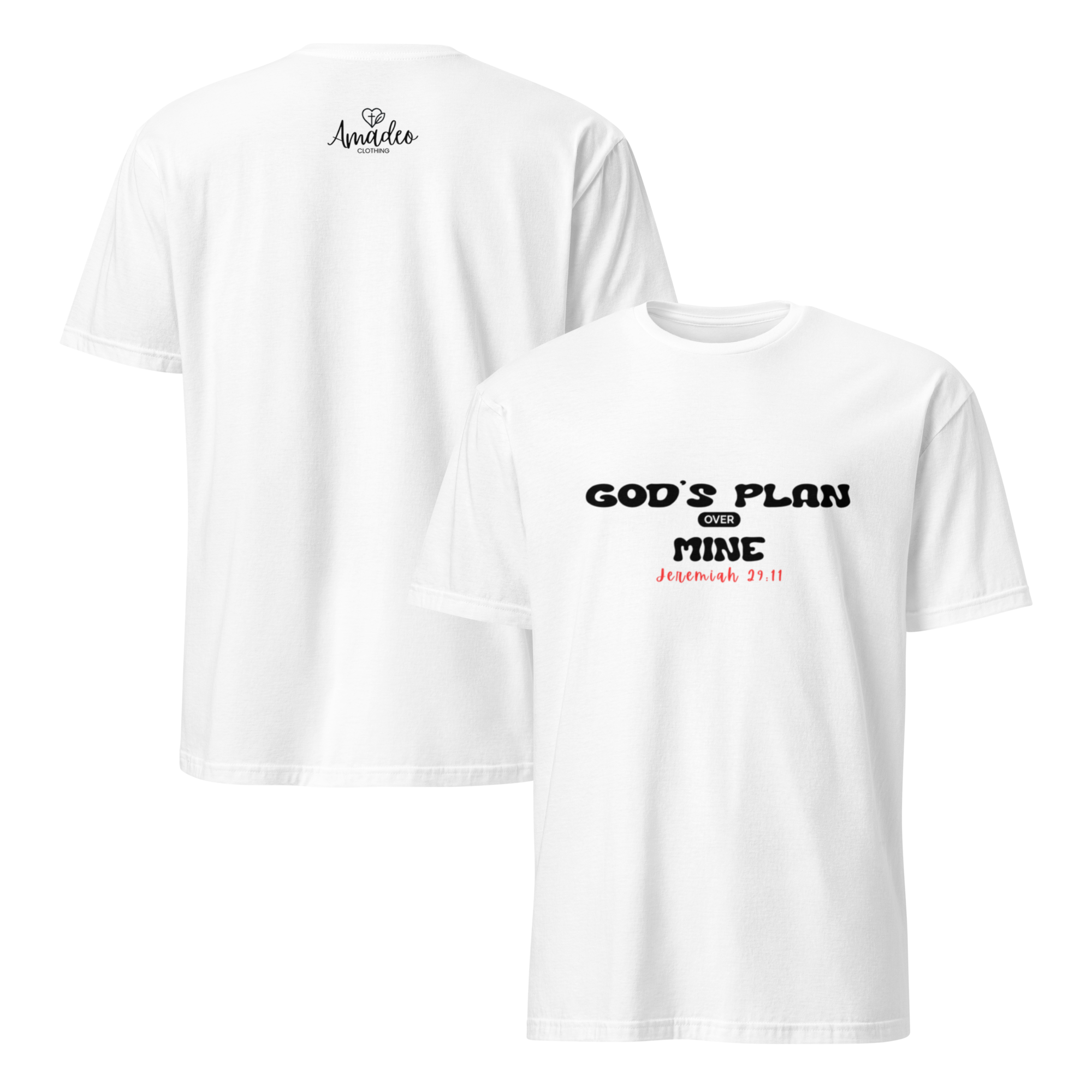 God’s Plan Over Mine Jeremiah 29:11 Minimalist Christian Shirt | Premium Unisex Tee by Amadeo Clothing