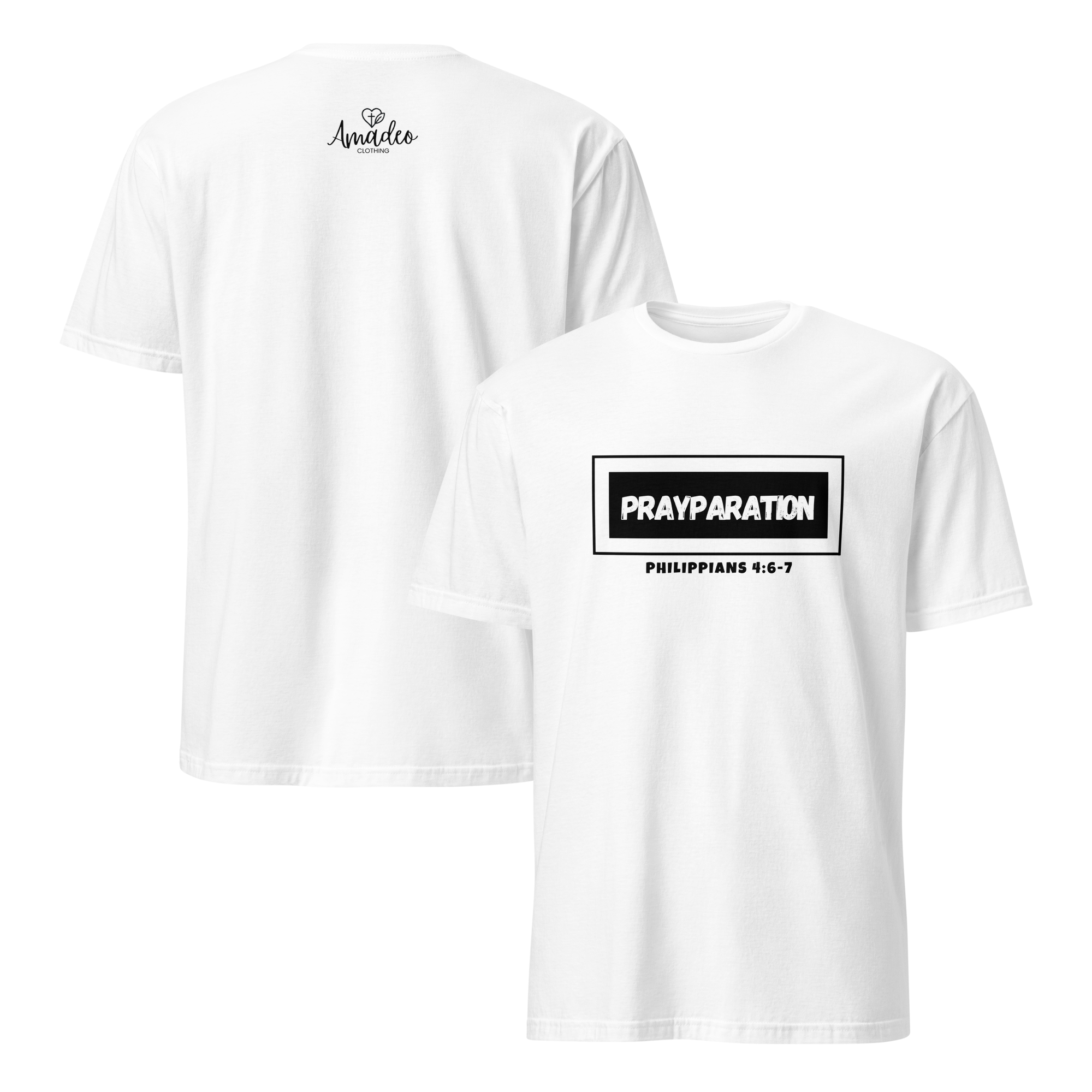 Prayparation Philippians 4:6–7 Minimalist Christian Shirt | Premium Unisex Tee by Amadeo Clothing